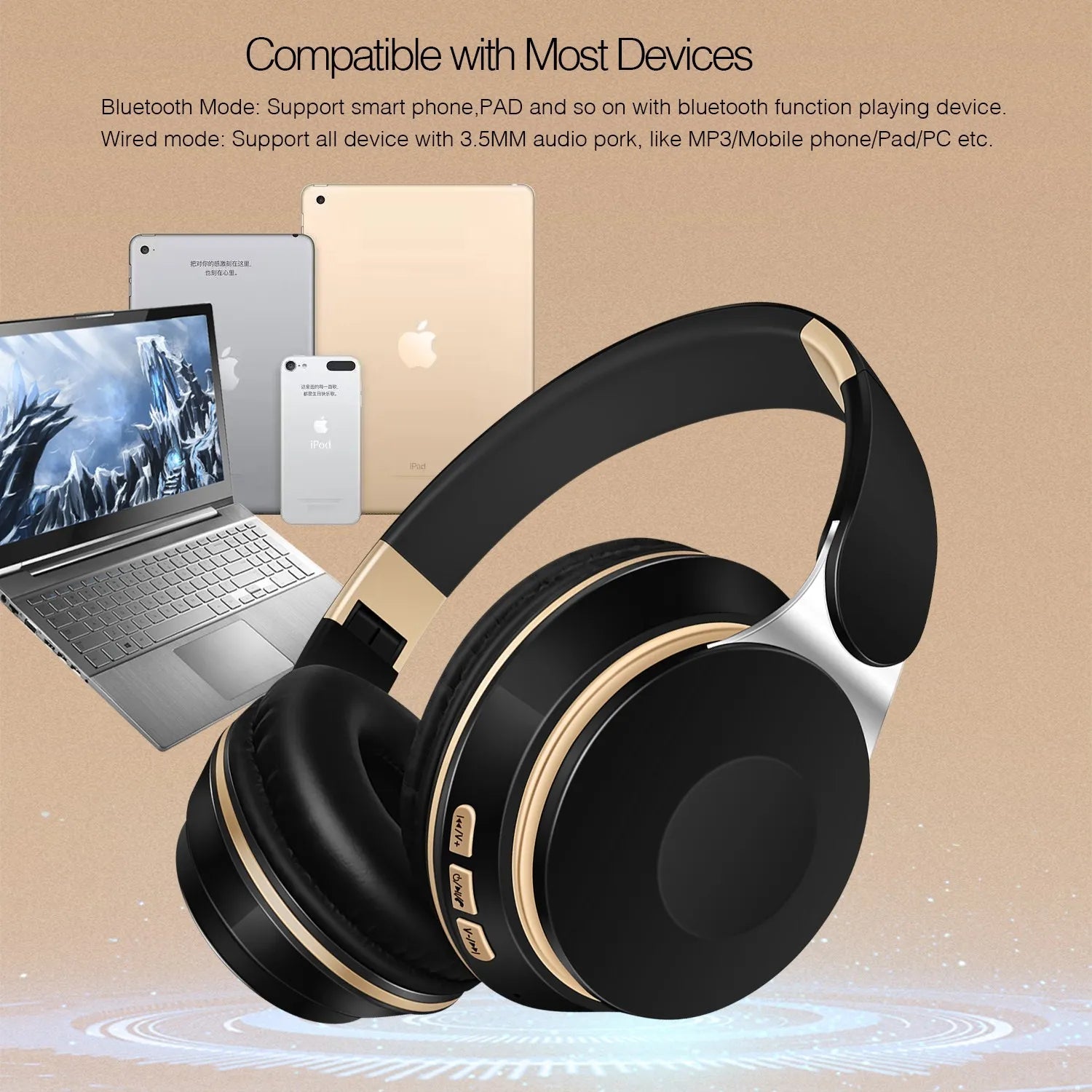 2025 New Wireless Bluetooth Headphone Stereo Headband Headset Support SD Card with Mic for Xiaomi Iphone Sumsamg Tablet - Euroshomédia