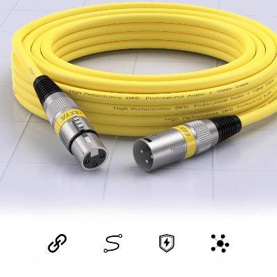 Cable XLR Male Femelle - MicrophoneExtensionCable™ - Jaune - Euromédia