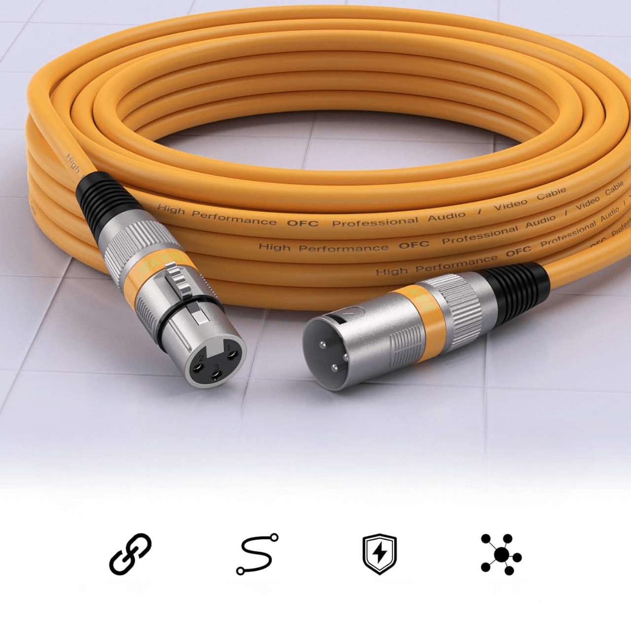Cable XLR Male Femelle - MicrophoneExtensionCable™ - Orange - Euromédia