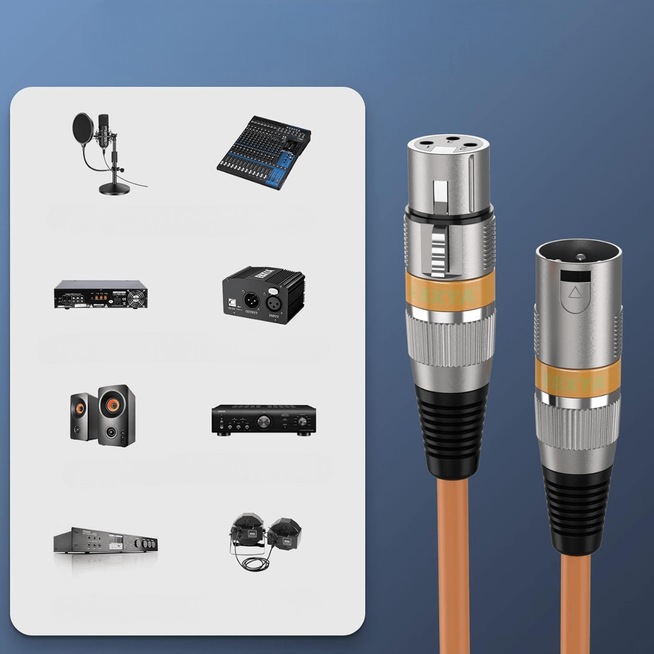 Cable XLR Male Femelle - MicrophoneExtensionCable™ - Orange - Euromédia