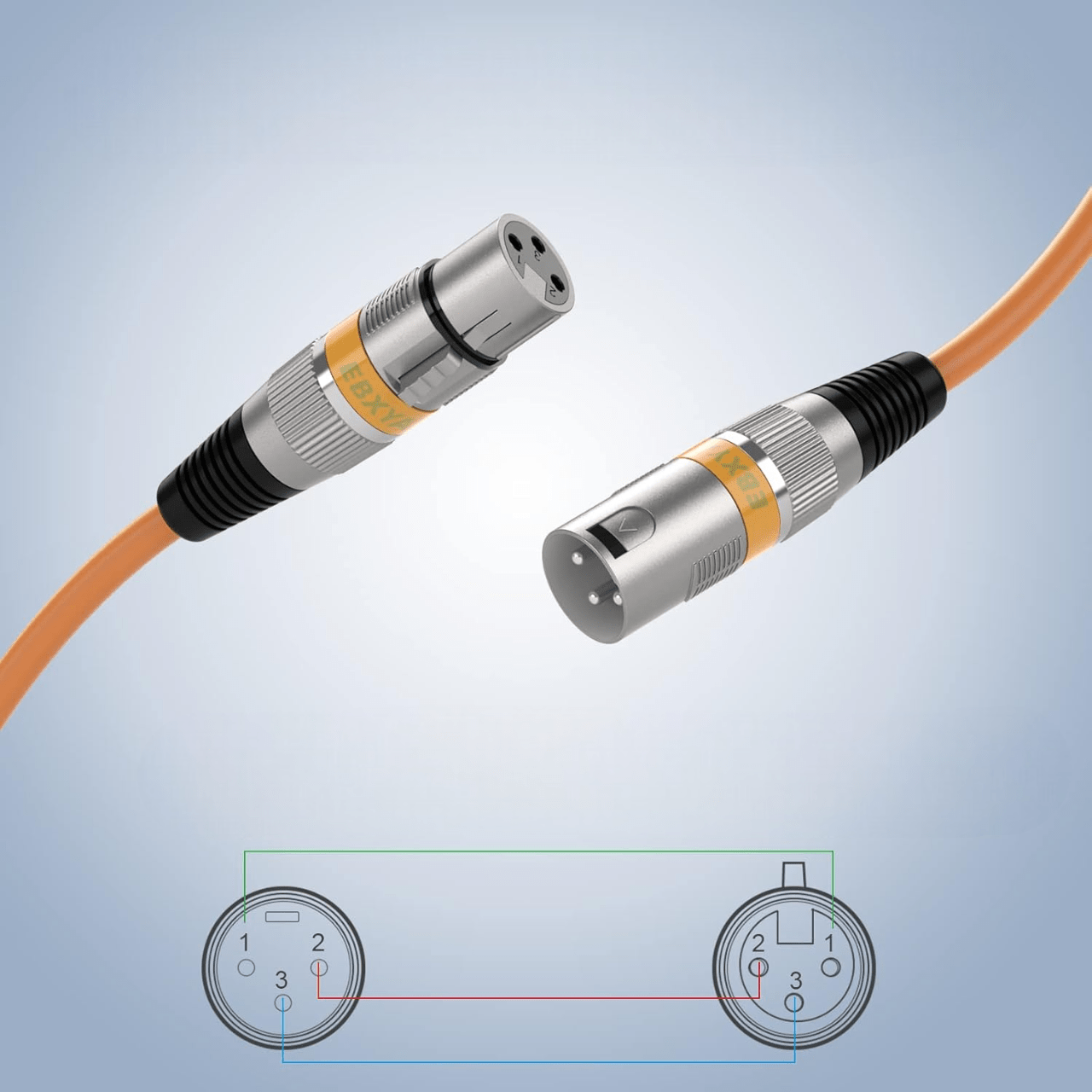 Cable XLR Male Femelle - MicrophoneExtensionCable™ - Orange - Euromédia
