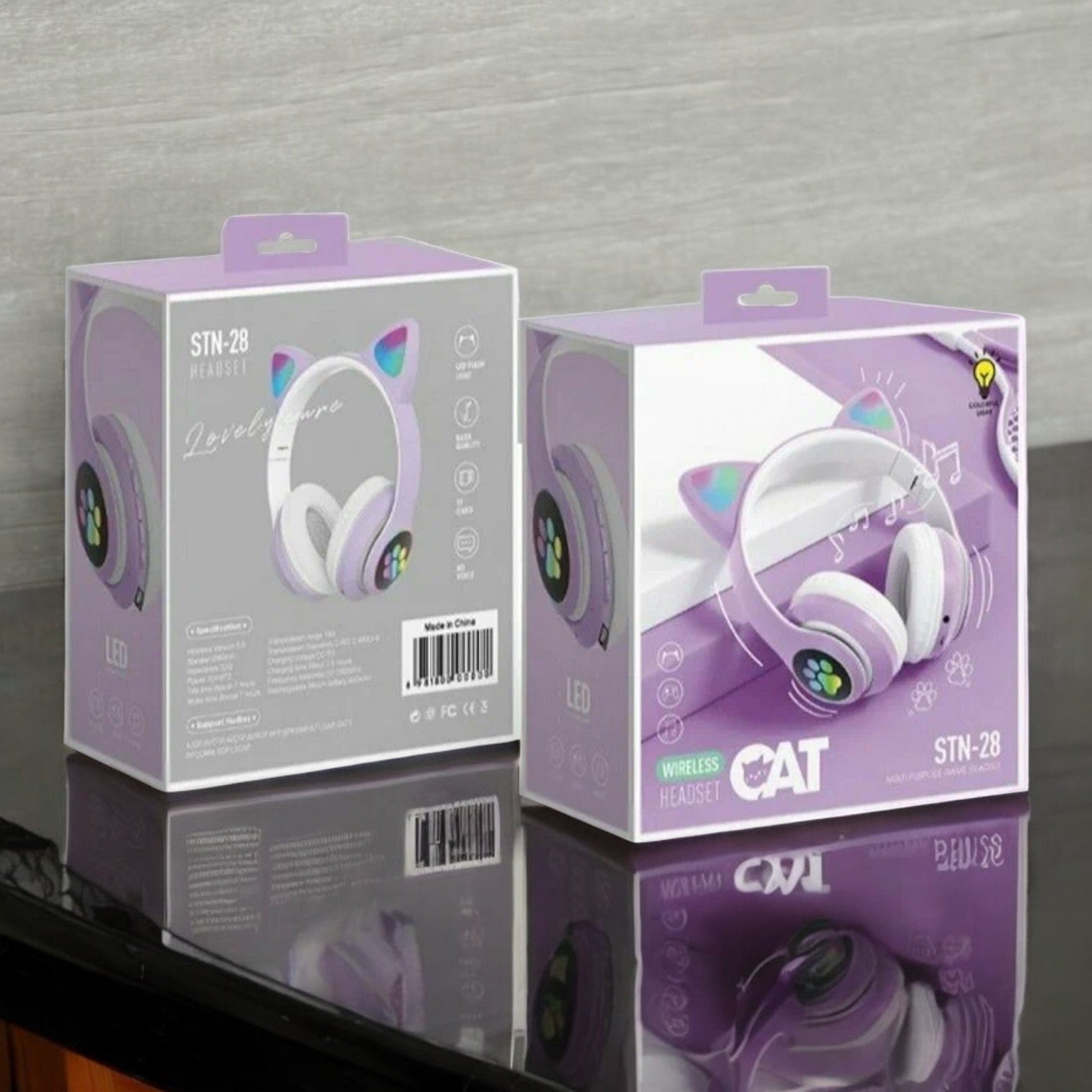 Casque Bluetooth - MeowTune™ - Mauve - Euromédia
