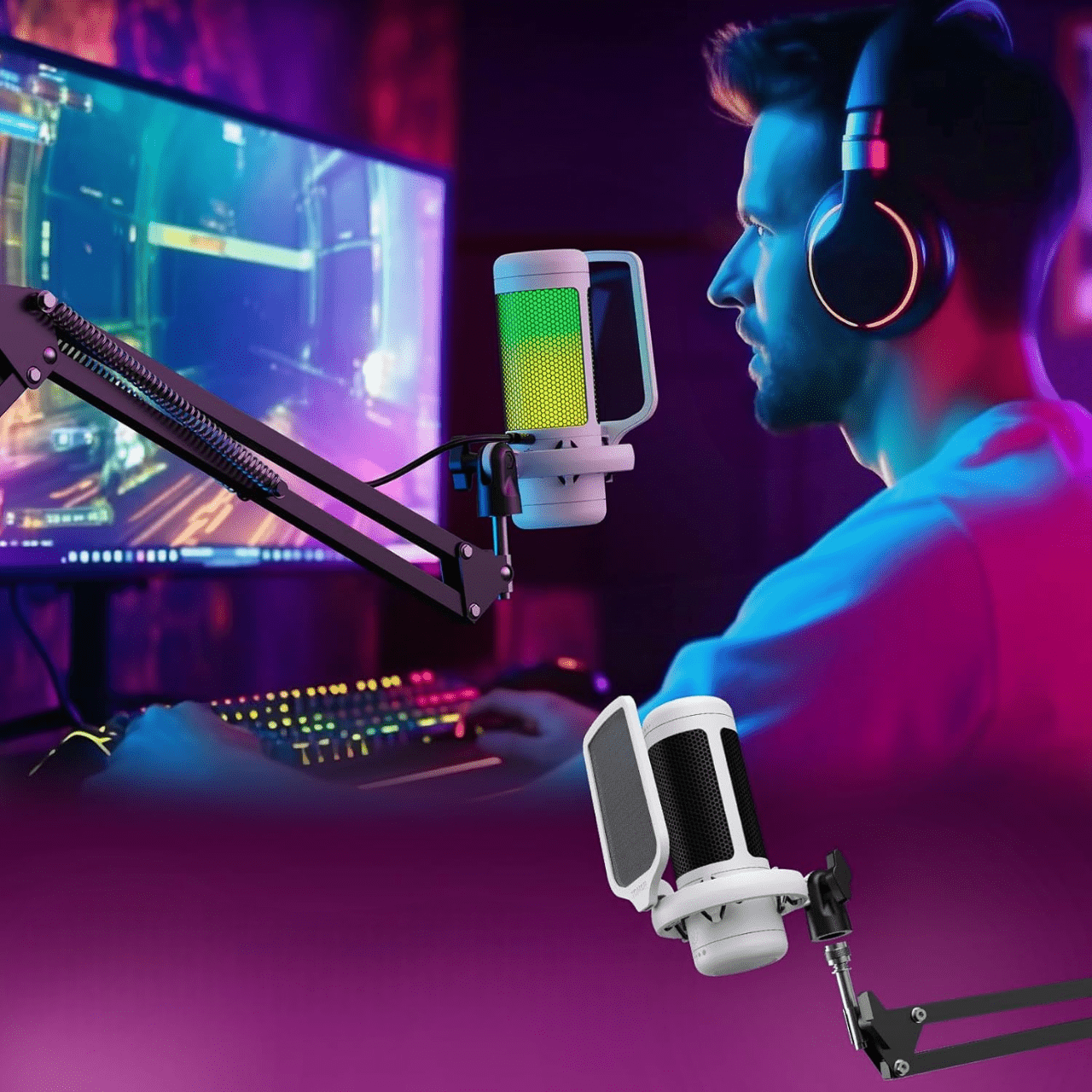 Microphone - GamingMicrophone™ - Blanc - Euromédia