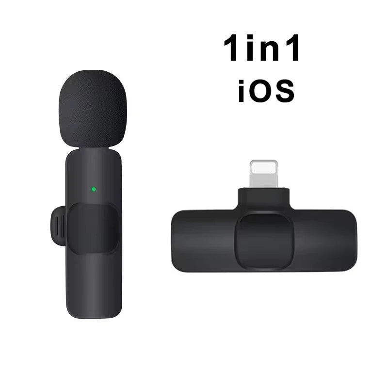Wireless Lavalier Microphone Mini Portable Audio Video Recording Mic for iPhone Android Live Broadcast Gaming - Euroshomédia