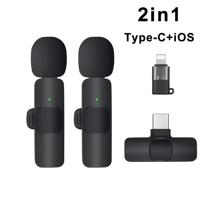Wireless Lavalier Microphone Mini Portable Audio Video Recording Mic for iPhone Android Live Broadcast Gaming - Euroshomédia
