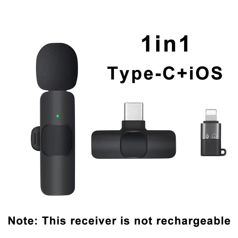 Wireless Lavalier Microphone Mini Portable Audio Video Recording Mic for iPhone Android Live Broadcast Gaming - Euroshomédia