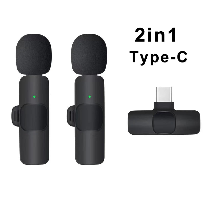 Wireless Lavalier Microphone Mini Portable Audio Video Recording Mic for iPhone Android Live Broadcast Gaming - Euroshomédia