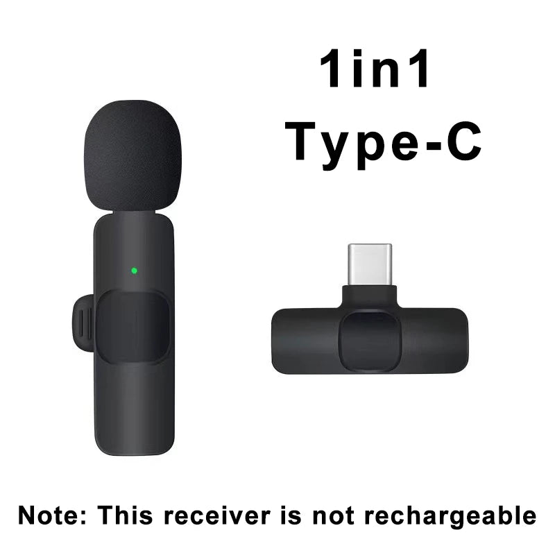 Wireless Lavalier Microphone Mini Portable Audio Video Recording Mic for iPhone Android Live Broadcast Gaming - Euroshomédia