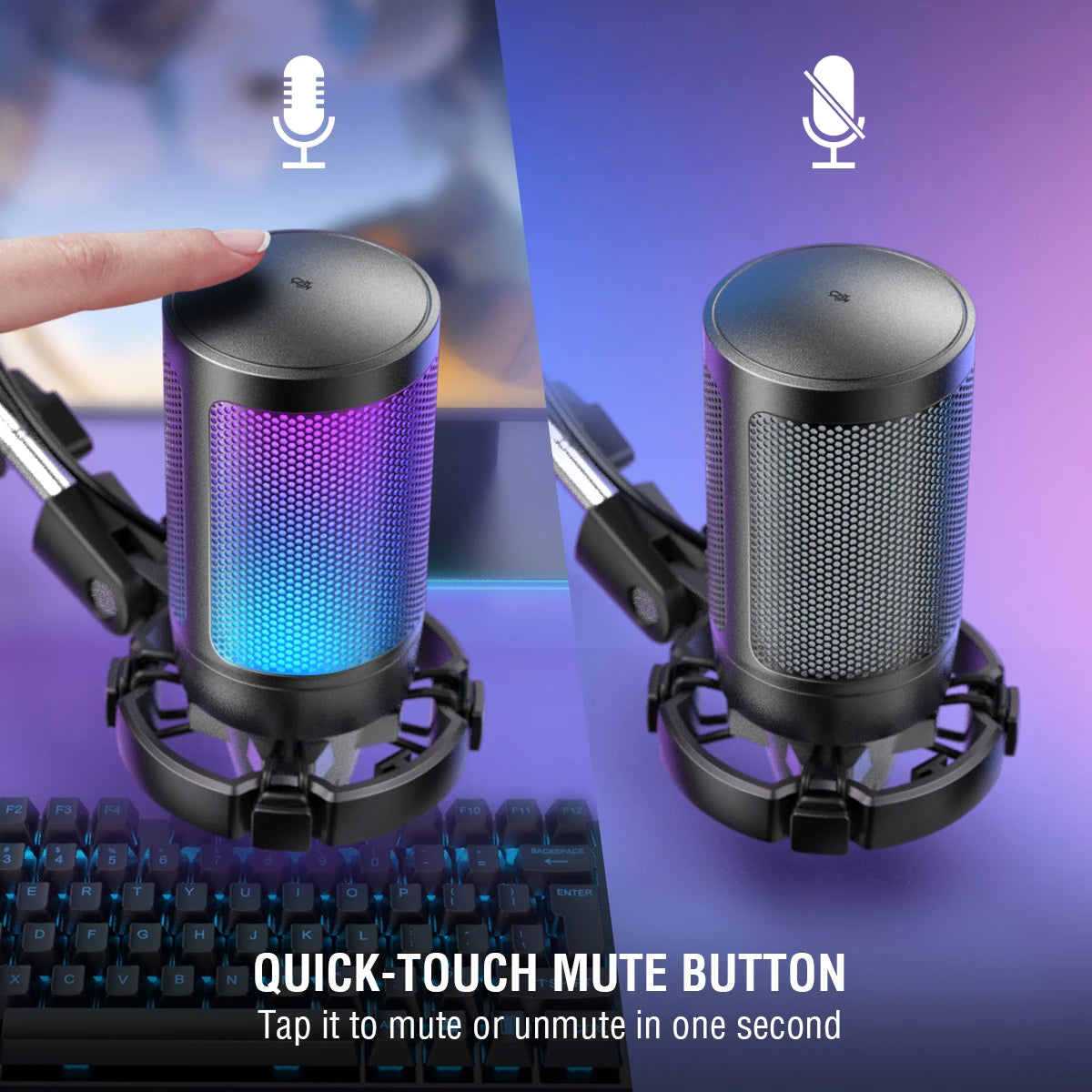 kit microphone USB est prêt à l'emploi. Aucun branchement supplémentaire ni configuration complexe n'est nécessaire. Compatible avec Windows, Mac et PS4/5