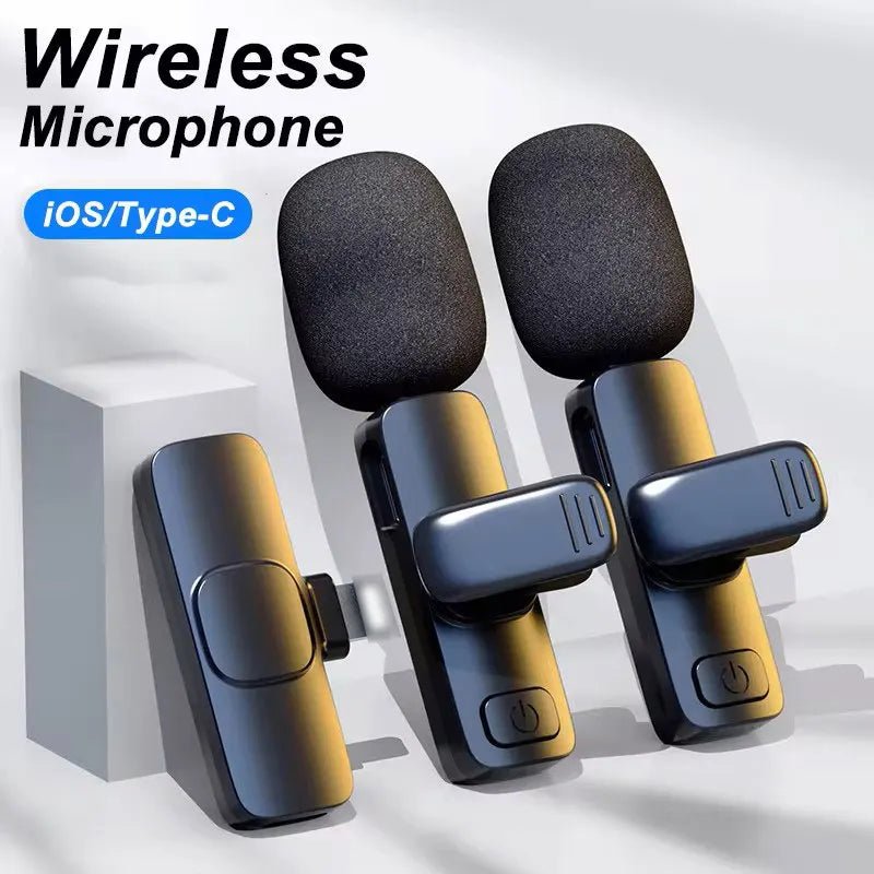 Wireless Lavalier Microphone Mini Portable Audio Video Recording Mic for iPhone Android Live Broadcast Gaming - Euroshomédia