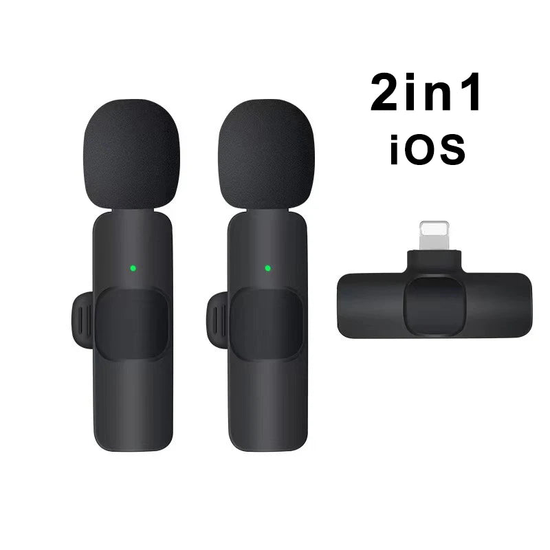Wireless Lavalier Microphone Mini Portable Audio Video Recording Mic for iPhone Android Live Broadcast Gaming - Euroshomédia